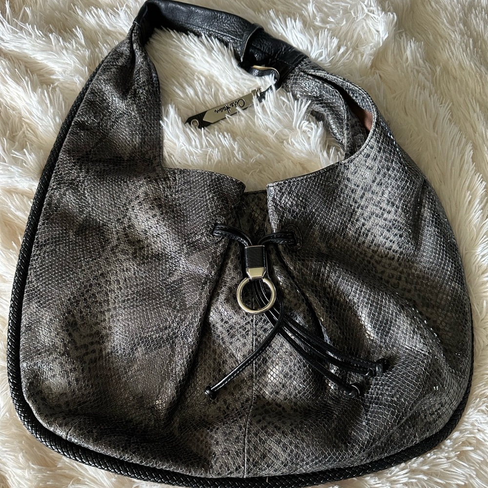 Cole Haan Gray Snake banana shoulder bag NWOT